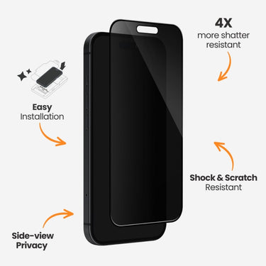 EFM Privacy Glass Screen Armour For iPhone 16 Pro Max - Black Transparent